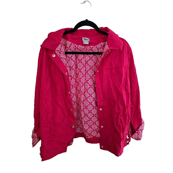 Chico's Maraschino Cherry Bi-Stretch Long Sleeve Casual Jacket Womans Size 3 - Picture 2 of 5